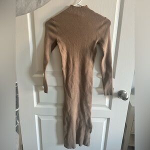 Vici Newtown Mock Neck Midi Dress - Tan SMALL